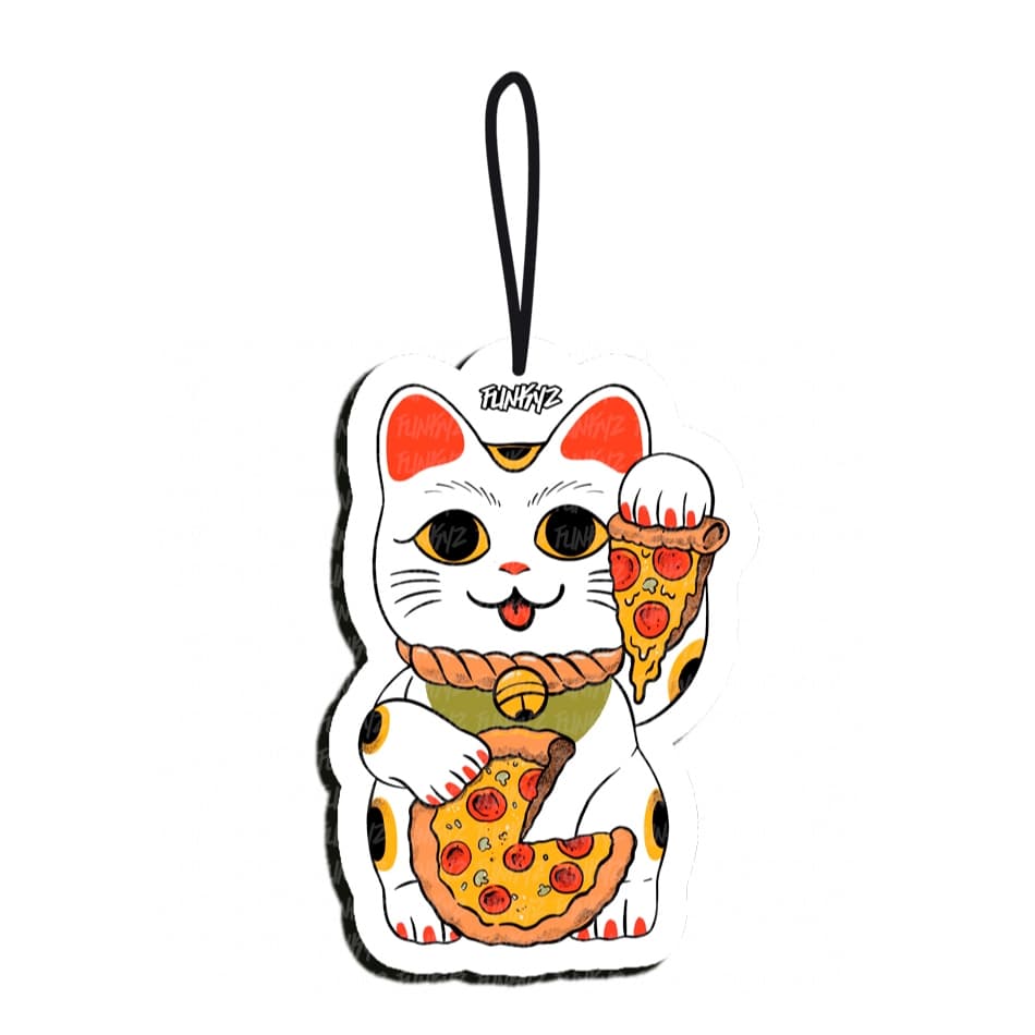 Aromatizante Gato da Pizza (Maneki Neko) (Cheirinho de Carro Tipo Little Tree)