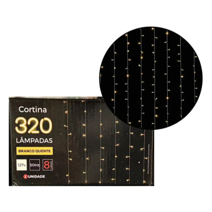 Cortina 320 Lâmpadas 127v 8 Funções Natal Iluminação 3,2x2m