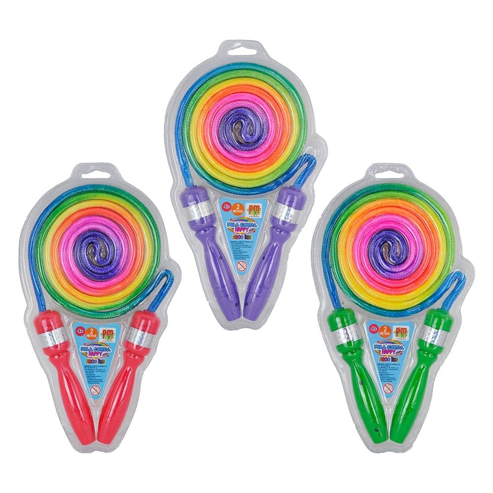 Corda de Pular Infantil Happy Arco-Íris Colorida 2 metros - DM Toys