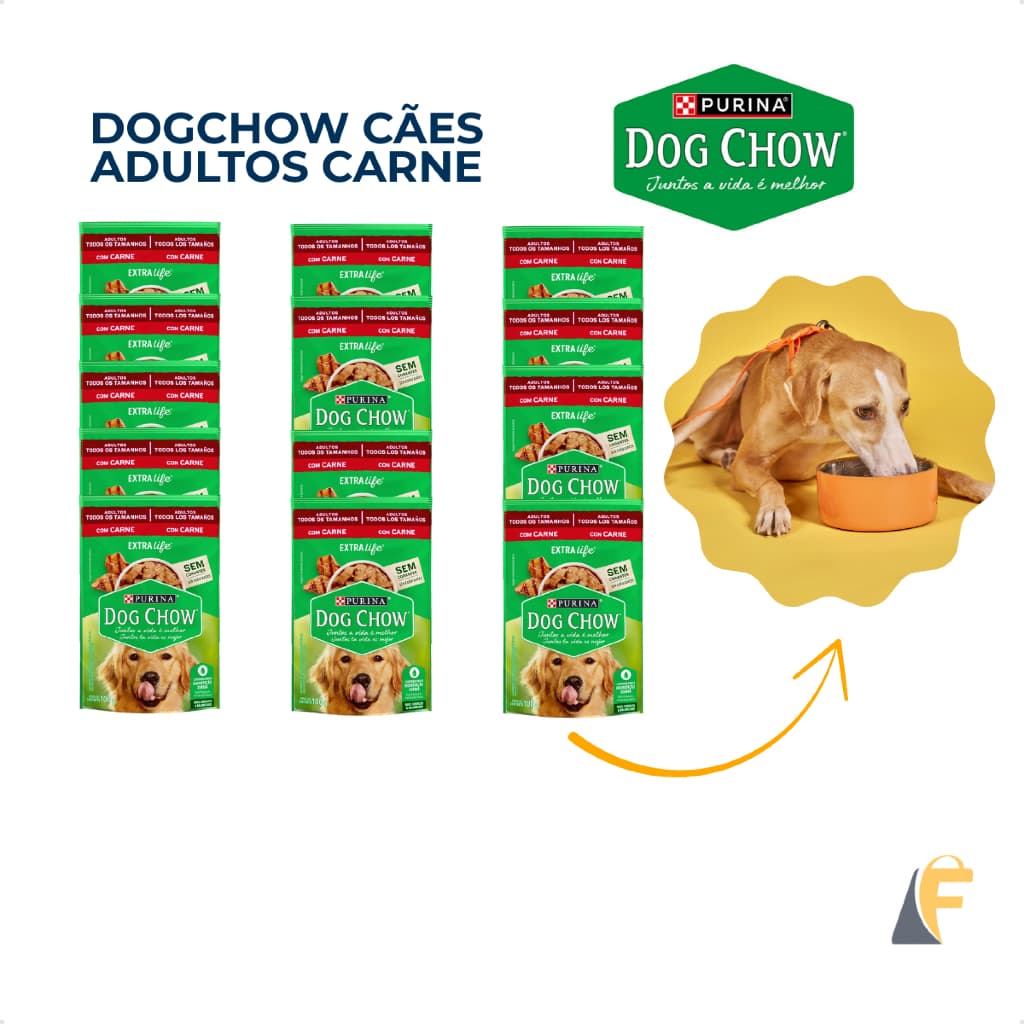 Ração para Cachorro Sachês Sabor Carne 100g Purina Dog Chow