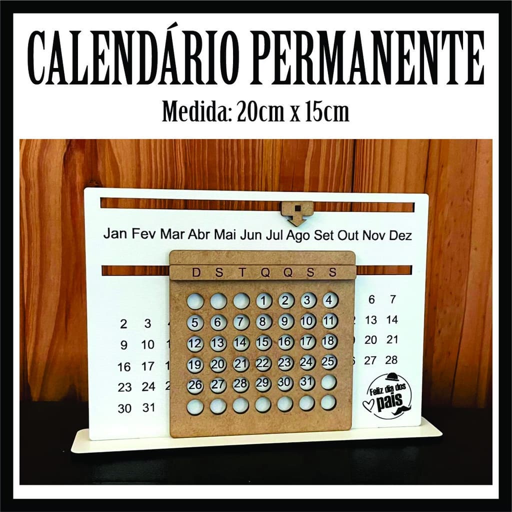 Kit de Lembrancinha Calendário Permanente Dia Dos Pais Presente Criativo em MDF