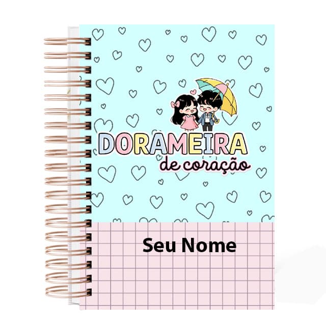 Agenda 2026 - Dorameira de Coração - Personalizada, Capa dura, A5, Wire-o, Elástico e Tassel