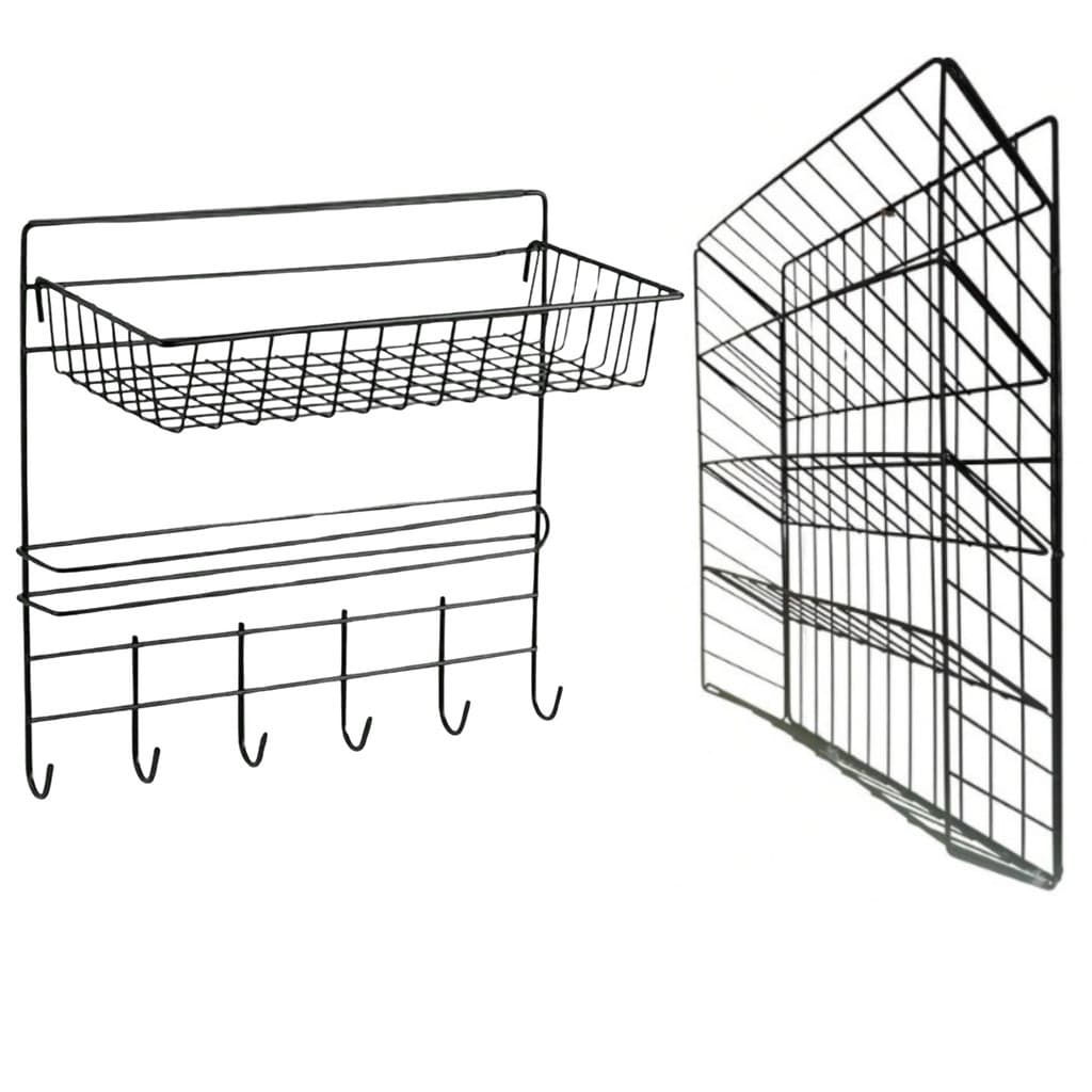 Kit Conjunto Multiuso Organizador Porta Tempero e Condimento com Suporte para Papel Toalha e Ganchos