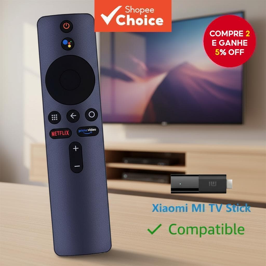 Xiaomi Mi TV Stick Box 4K Compatível Com Controle Remoto De Voz Bluetooth