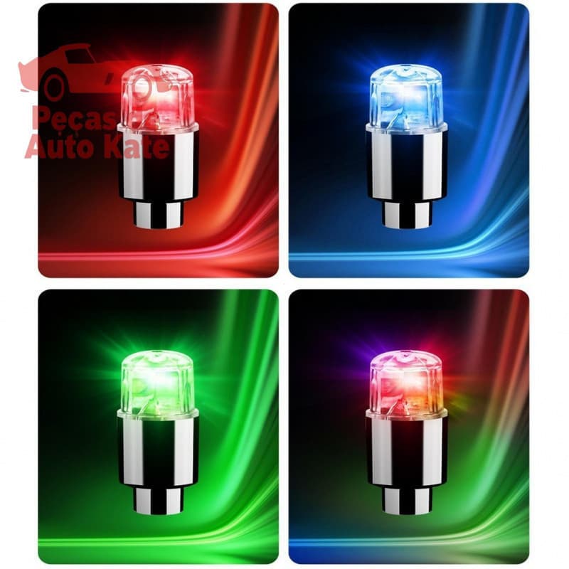 2 Peças de Tampas de Válvula de Pneus com Luzes LED para Carro, Motocicleta, Bicicleta e Veículo Elétrico HOQD