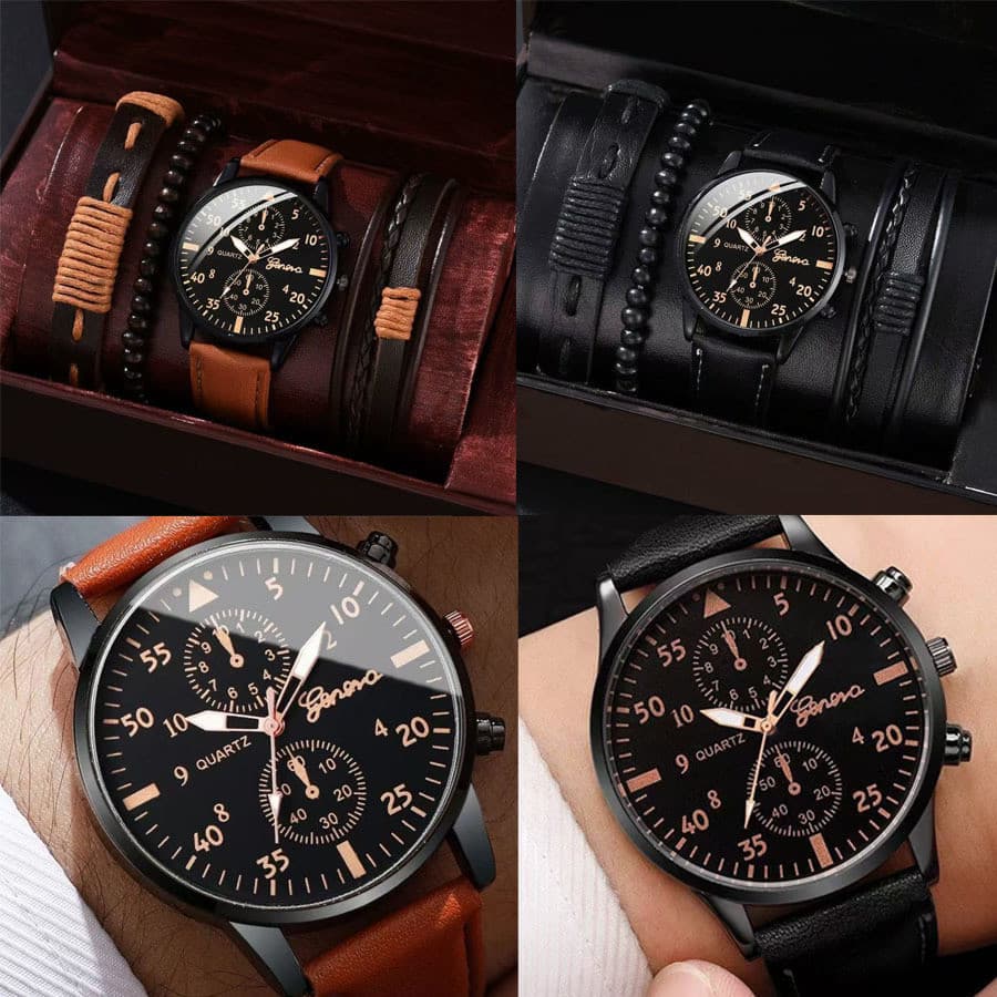 Relógio de Quartzo Casual Masculino - Pulseira  Vintage PU ( NÃO ACOMPANHA CAIXA)