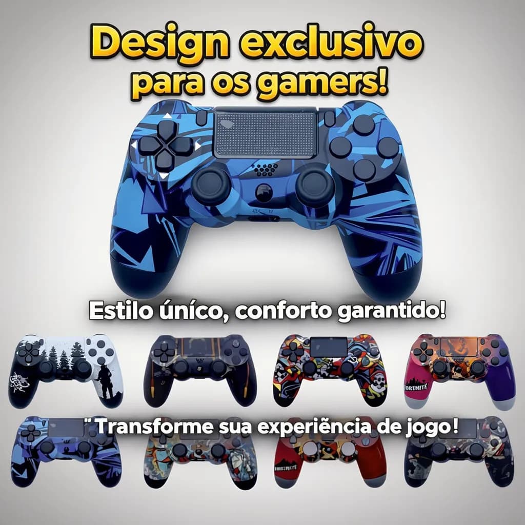 Controle Premium Sem Fio Temático Camuflagem para PS4 com Funções Especiais