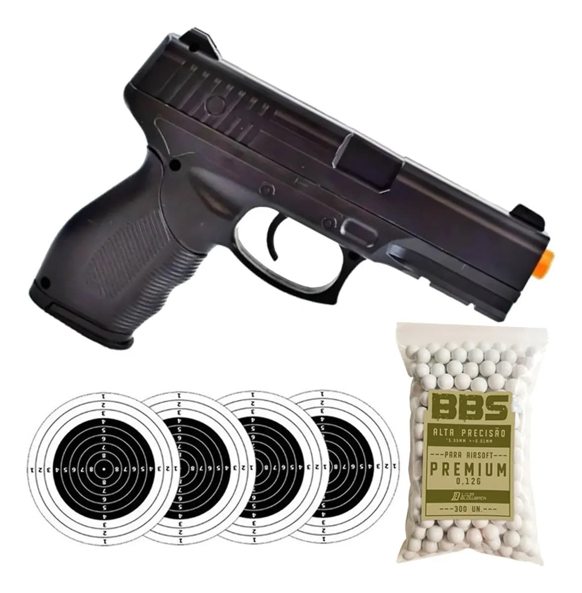 Pistola Airsoft Spring Rossi Pt 24/7 V310 Vigor 6mm Pt24/7 Preto Kit Completo Loja Blowback 6 Mm