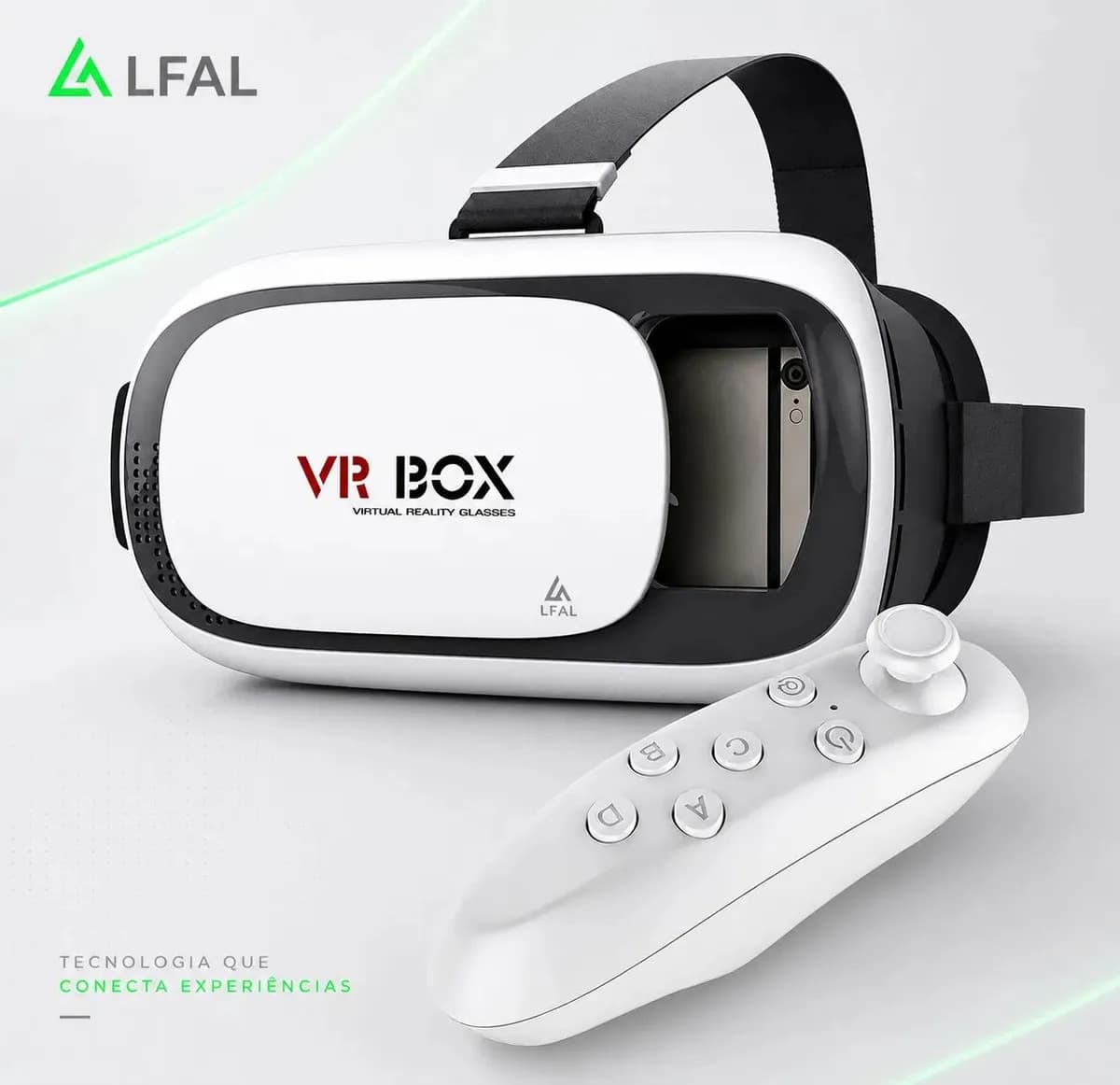 Oculos Realidade Virtual 3D Gamer Suporte Celular Smartphone Com Controle Remoto Bluetooth Android iOS Ajustável Vr Box 2.0 Filme Jogos Desenho Game Aventura Simulador Marca Lfal