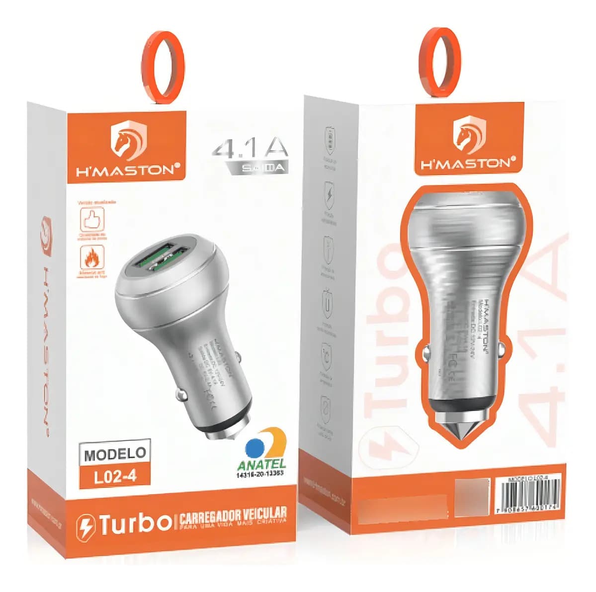 Carregador Veicular Turbo 4.1a C/ Entrada Dupla Usb 24w - Cor Variadas - Informar a Cor Escolhida.