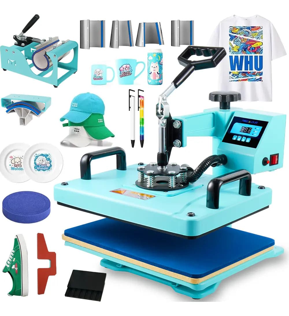 Maquina De Estampar Camisa Combo 10 Em 1 Prensa Térmica Sublimação Plana Prato Canecas 29x38cm