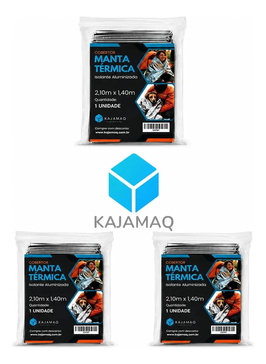 Kit 3 Manta Térmica Cobertor Isolante Aluminizado Resgate Emergência Prateado Camping Acampamento Térmico 210cm X 140cm Proteção Corporal 2,10x1,40 Aluminio Bombeiros A Prova D'água Resistente