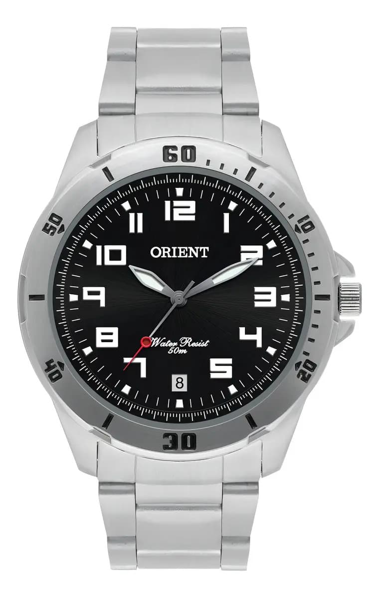 Relógio de pulso Orient MBSS1155A com Correia de aço inoxidável cor prata Fundo preto