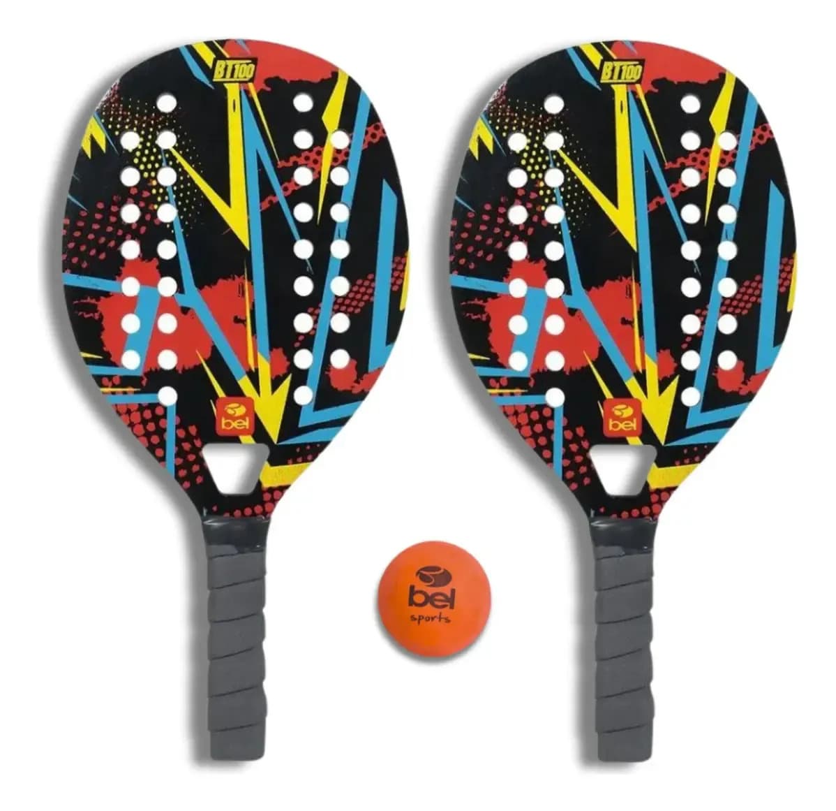Kit Beach Tennis Iniciantes Bt100 Bel Com 2 Raquetes 1 Bola Cor Vermelho