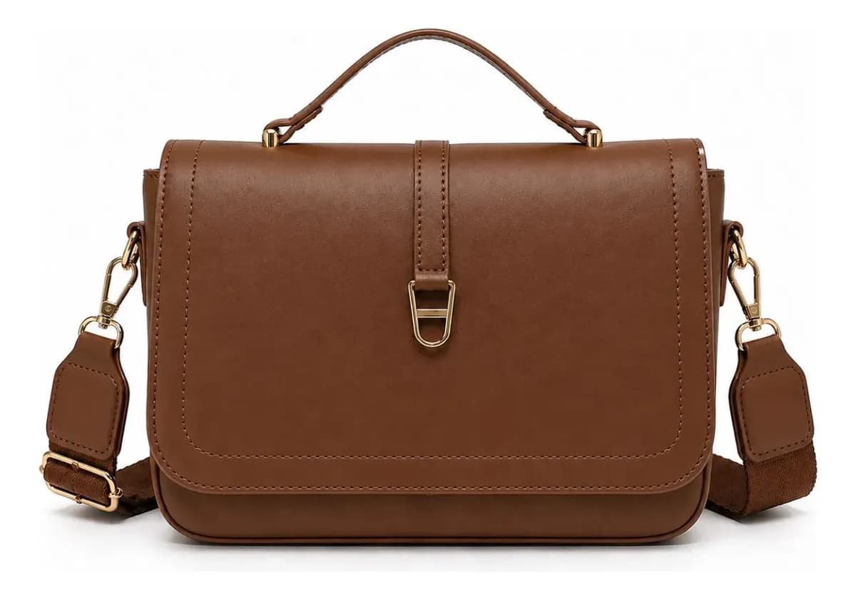 Bolsa Feminina Transversal Feminina Elegante Casual Moderna Marrom Lisa
