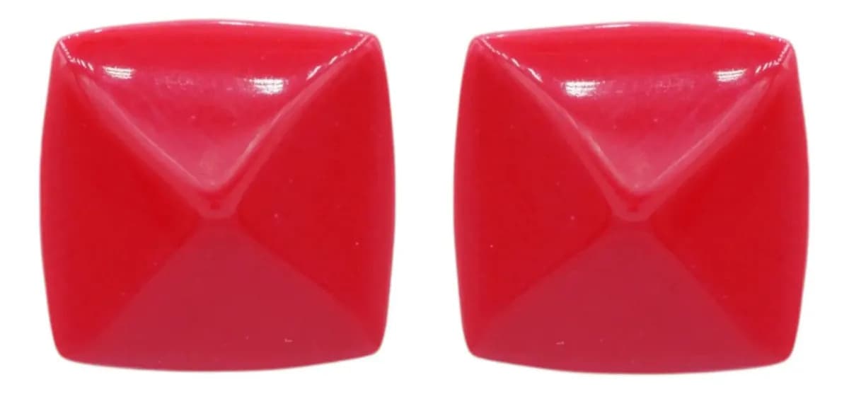 Brinco Quadrado Pedra Colorida Semijoia Akasaki Bc2904 Cor del brinco Vermelho