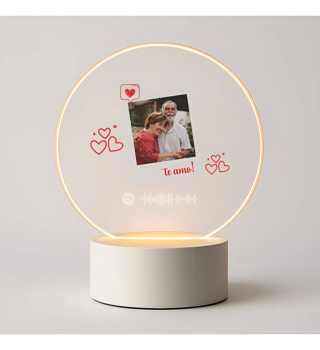 Luminária LED Spotify Personalizada com Fotos e Coração para Namorados