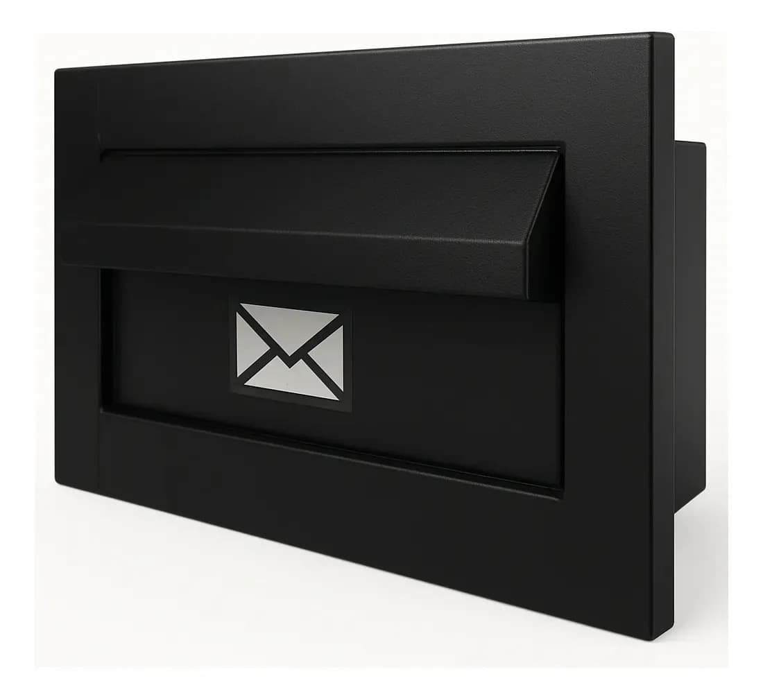 Caixa De Correios Inox De Embutir Moderna Carta Muro Modelo De Luxo - Preta